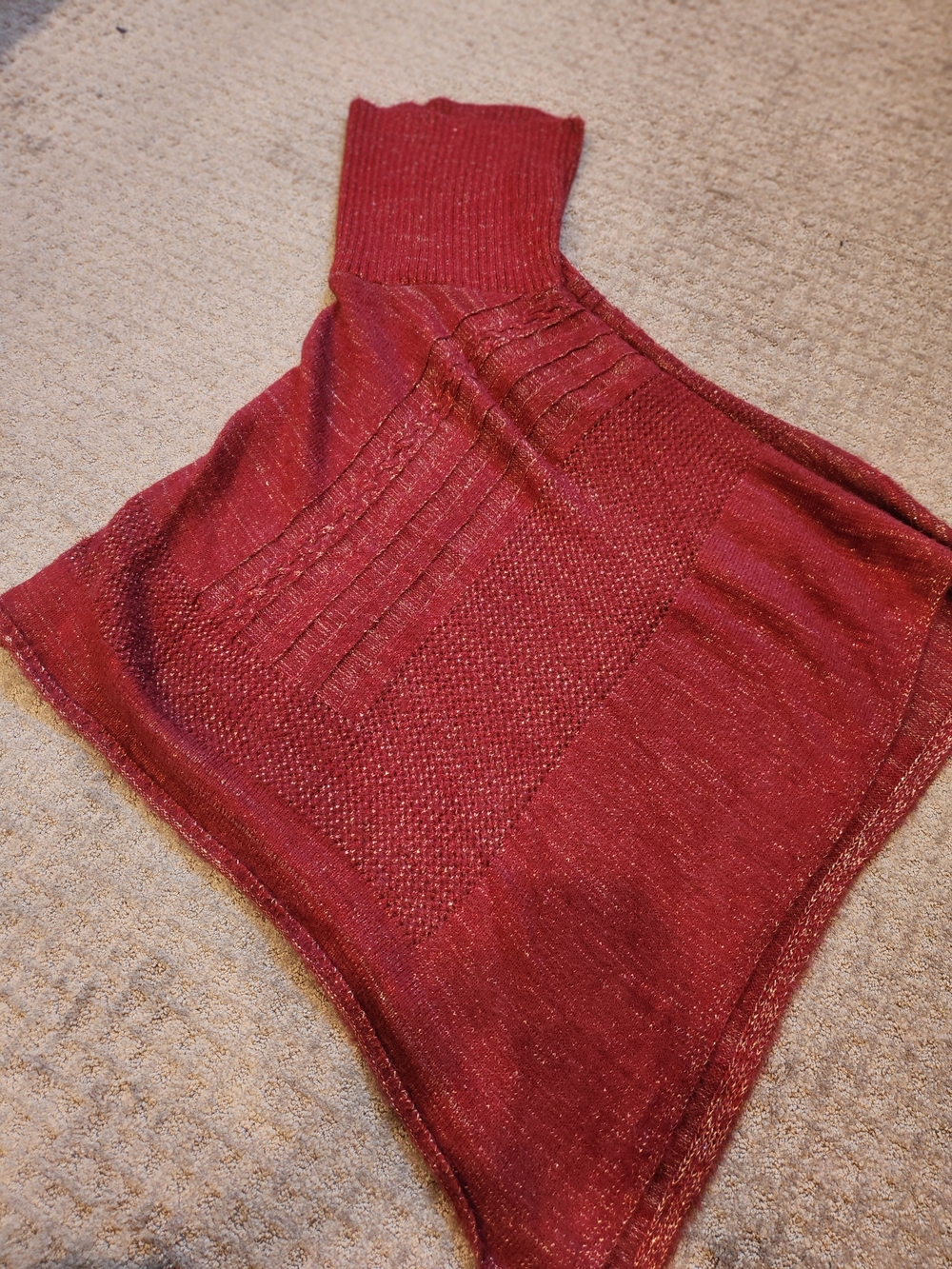 Anthropologie Women's Red Knit Turtleneck Sweater/Poncho